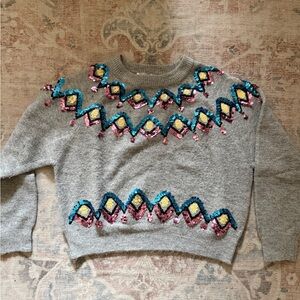 Zara Gray Sweater with Sequin Accents
